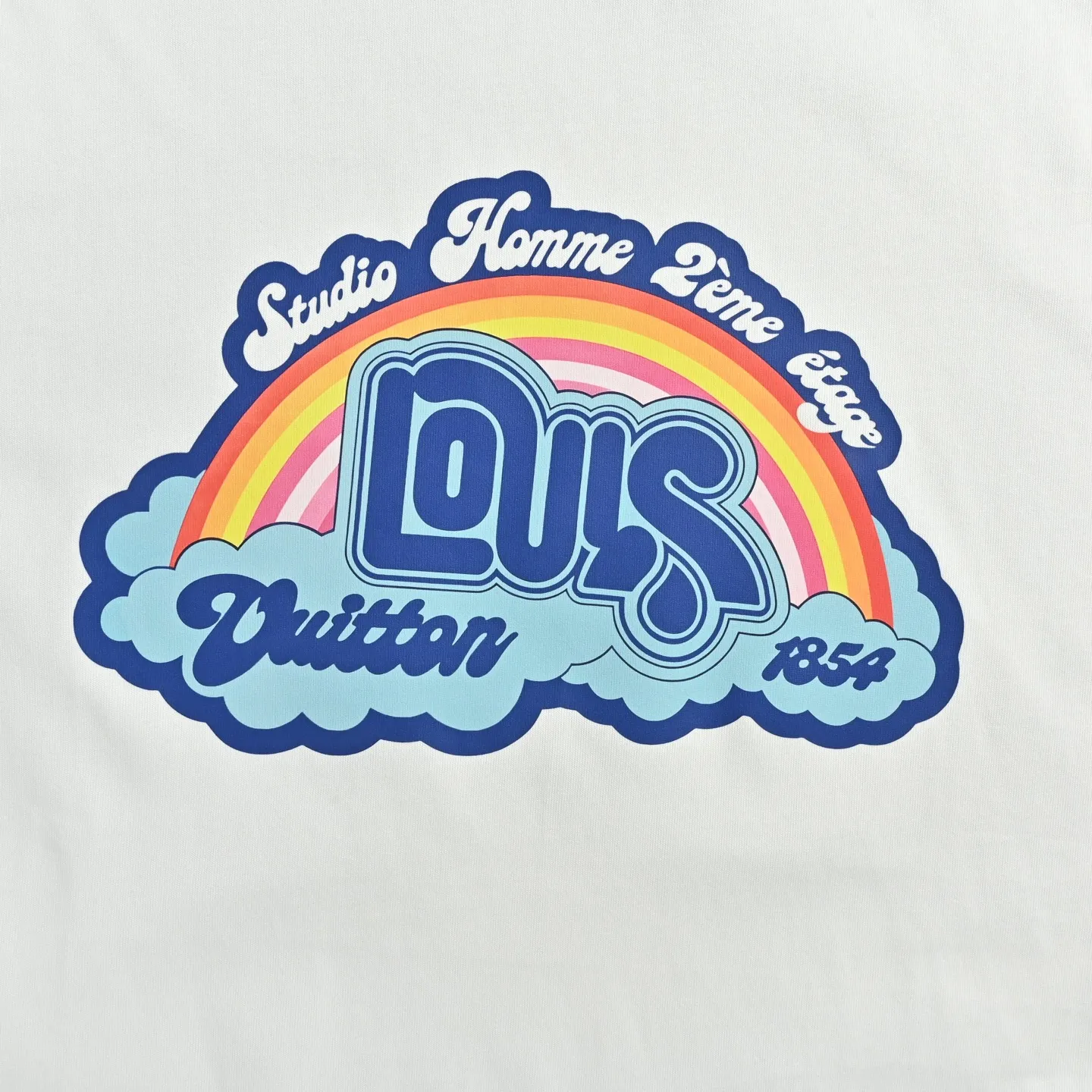 Louis Vuitton/Louis Vuitton rainbow letter print short sleeves